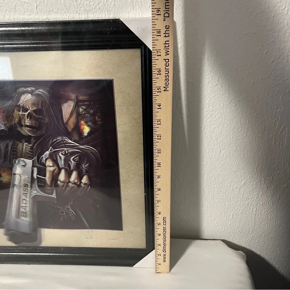 Big Boss Badass 3D Hologram Grim Reaper New Skull Art Black Frame Wall Frame